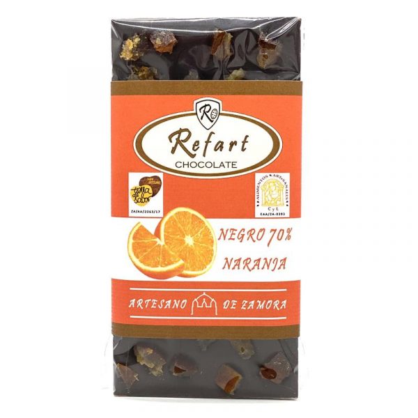 chocolate negro 70% con naranja.