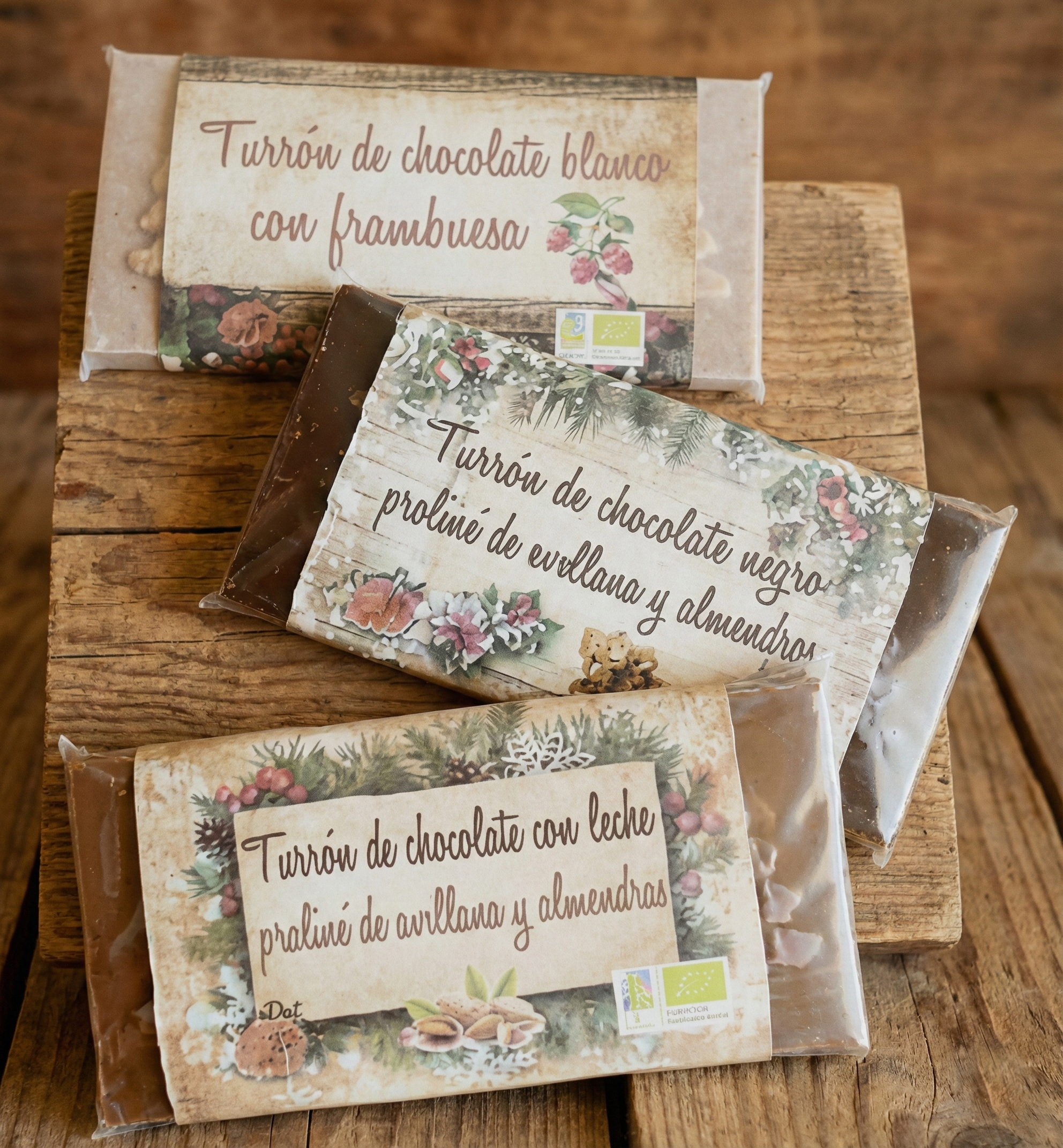 Turrón de Chocolate con Leche Bio – Praliné de Avellana y Almendras – Tierra Dulce